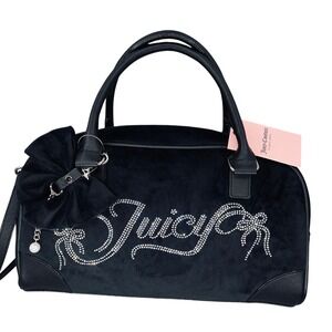 Juicy Couture Bowler Liquorice Rhinestone Velour Never A Dull Moment Bow NWT